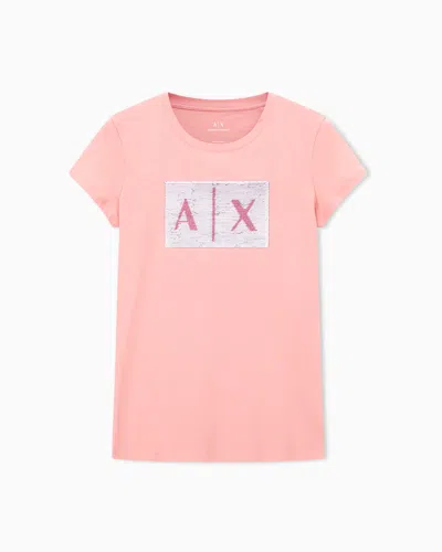 Armani Exchange Slim Fit T-shirt In Stretch Cotton Jersey In Pink