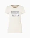 Armani Exchange Slim Fit T-shirt In Stretch Cotton Jersey In Beige