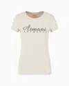 Armani Exchange Slim Fit T-shirt In Stretch Cotton Jersey In Beige
