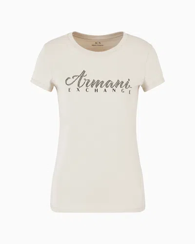 Armani Exchange Slim Fit T-shirt In Stretch Cotton Jersey In Beige