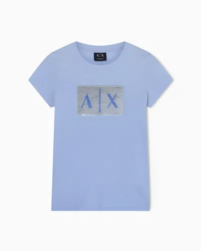 Armani Exchange Slim Fit T-shirt In Stretch Cotton Jersey In Blue
