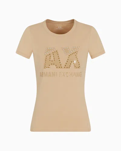 Armani Exchange Slim Fit T-shirt In Stretch Cotton Jersey In Neutral