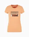 Armani Exchange Slim Fit T-shirt In Stretch Cotton Jersey In Camel