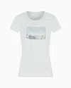Armani Exchange Slim Fit T-shirt In Stretch Cotton Jersey In Light Blue