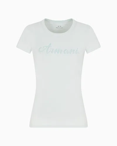 Armani Exchange Slim Fit T-shirt In Stretch Cotton Jersey In White