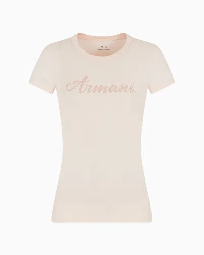 Armani Exchange Slim Fit T-shirt In Stretch Cotton Jersey In Pink