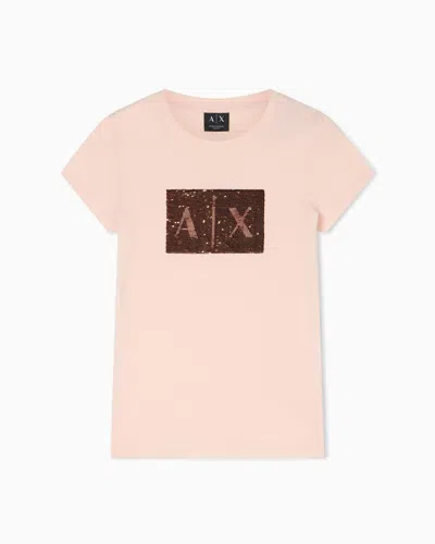 Armani Exchange Slim Fit T-shirt In Stretch Cotton Jersey In Pink