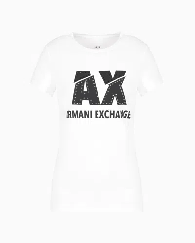 Armani Exchange Slim Fit T-shirt In Stretch Cotton Jersey In White