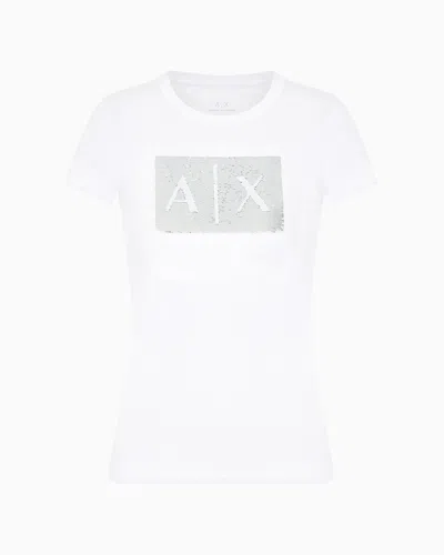 Armani Exchange Slim Fit T-shirt In Stretch Cotton Jersey In White