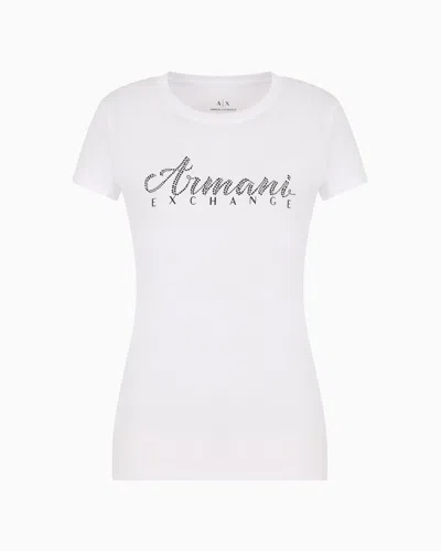 Armani Exchange Slim Fit T-shirt In Stretch Cotton Jersey In White