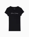 Armani Exchange Slim Fit T-shirt With Glitter Logo In Black