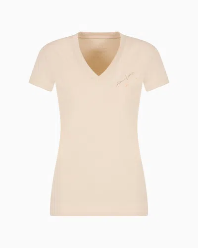 Armani Exchange Slim Fit T-shirts In Beige