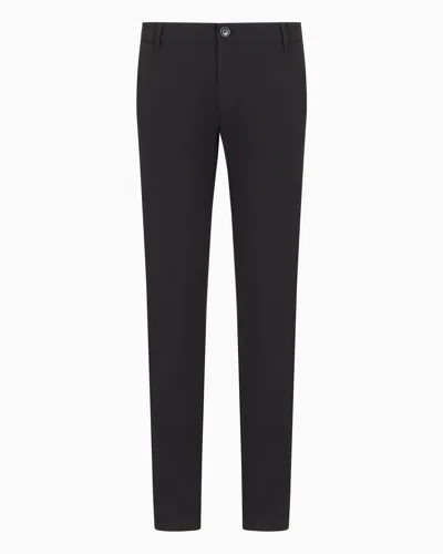 Armani Exchange Official Store Slim Fit Trousers In Ultra Stretch Twill In Black