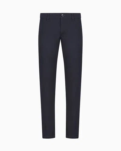 Armani Exchange Official Store Slim Fit Trousers In Ultra Stretch Twill In Navy Blue