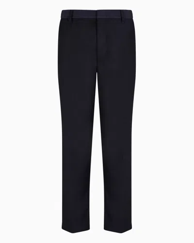 Armani Exchange Slim Fit Twill Trousers In Navy Blue