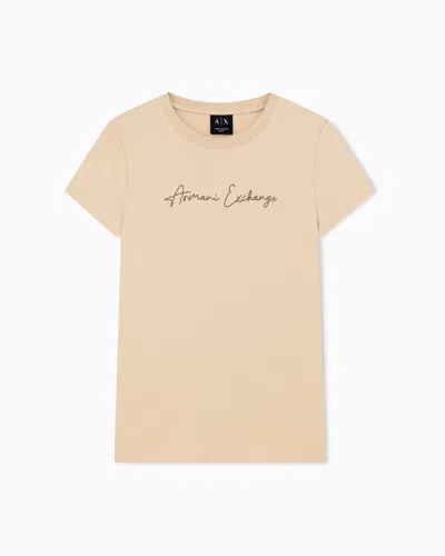 Armani Exchange Slim-fit Cotton Jersey T-shirt With Script Logo Essential In Neutral