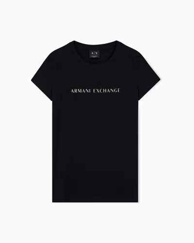 Armani Exchange Slim-fit Crew Neck T-shirt In Cotton Jersey With Chest Logo In Black