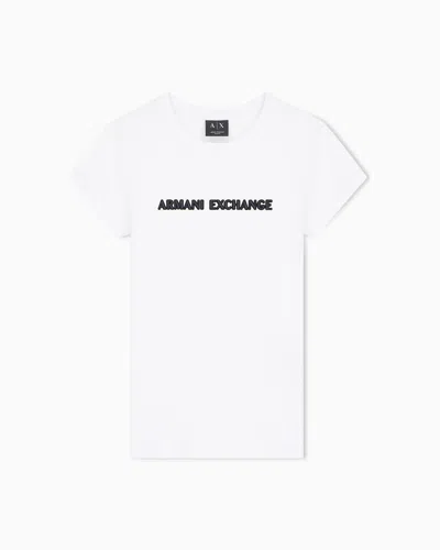 Armani Exchange Slim-fit Crew Neck T-shirt In Cotton Jersey With Chest Logo In White