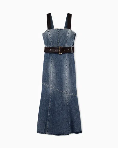 Armani Exchange Slim-fit Dress In Rigid Cotton Denim In Blue