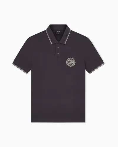 Armani Exchange Slim-fit Polo Shirt In Cotton Pique In Brown