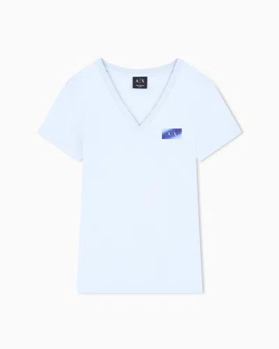 Armani Exchange Slim-fit T-shirt In Solid-color Cotton Jersey In Blue