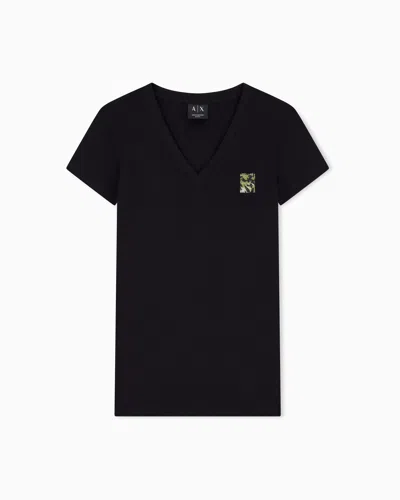 Armani Exchange Slim-fit T-shirt In Stretch Cotton Jersey In Black
