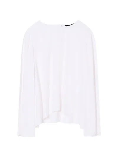 Armani Exchange Slit-sleeve Boat-neck Blouse In White