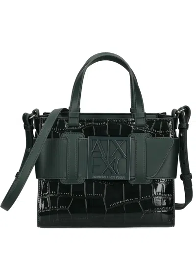 Armani Exchange Small Buckle-detail Tote Bag In Black