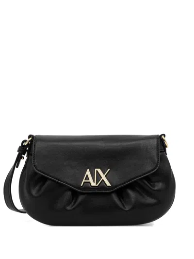 Armani Exchange Small Draped-effect Cross-body Bag In Black