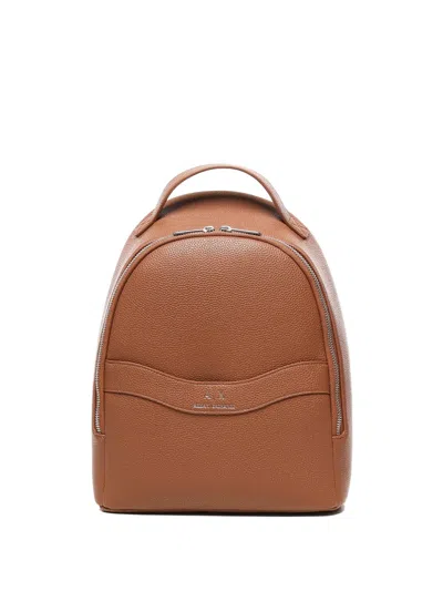 Armani Exchange Small Garnet Logo-embellishment Top-handle Backpack In Brown