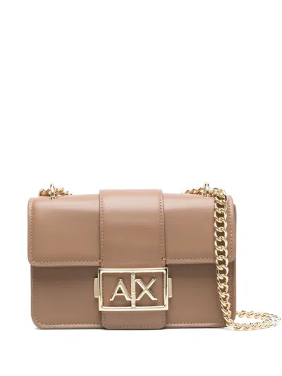 Armani Exchange Small Logo-plaque Shoulder Bag In Brown