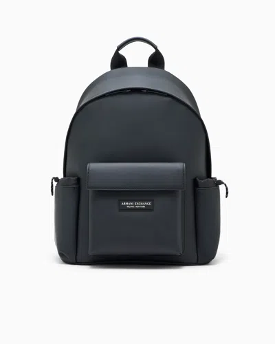 Armani Exchange Smooth Backpack With A Front Logo Patch And Zip Pockets In Black