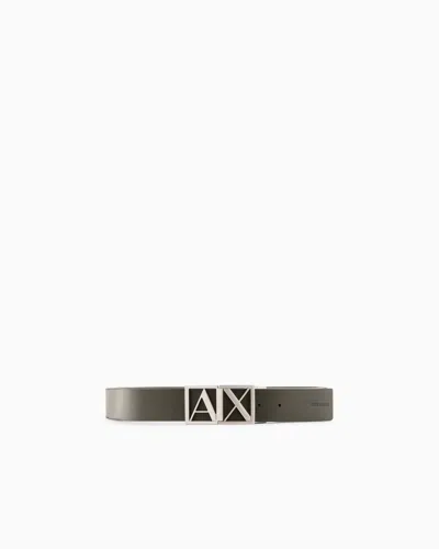 Armani Exchange Smooth Leather Belt Without Buckle In Black