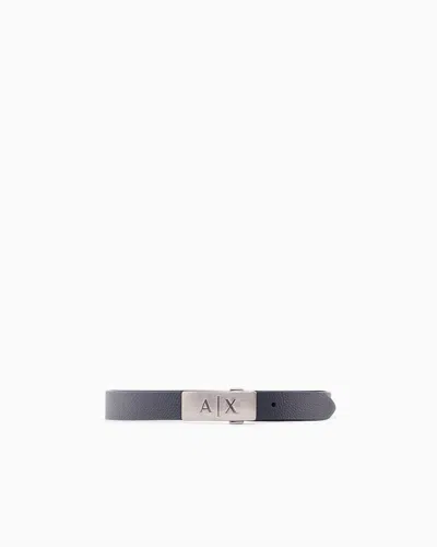 Armani Exchange Smooth Leather Belt Without Buckle In Green