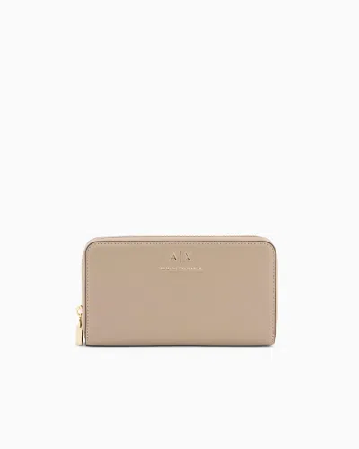 Armani Exchange Smooth Leather Wallet In Nude