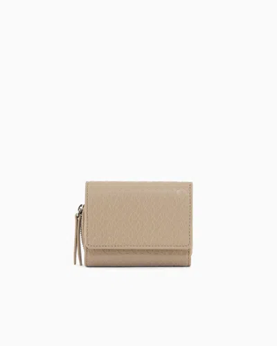 Armani Exchange Smooth Leather Wallet In Sand
