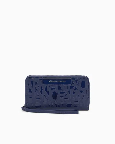 Armani Exchange Smooth Material Wallet In Blue