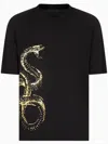Armani Exchange Snake-print T-shirt In Black