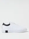 Armani Exchange Minimalist Leather Sneakers With Contrasting Heel Detail In White