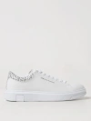 Armani Exchange Mens Leather Tennis Shoes With Aop Detail In White
