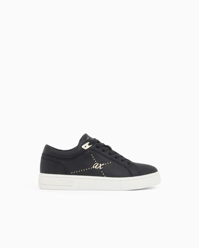Armani Exchange Sneakers In Cotton Twill With Webbing In Black