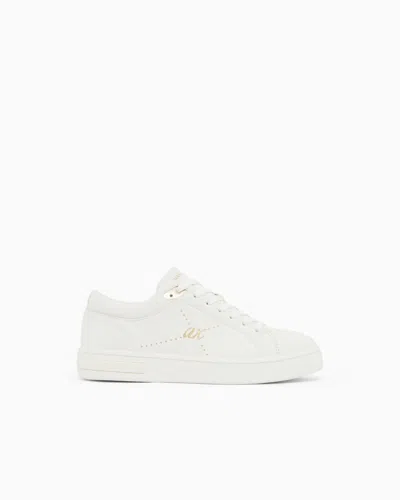 Armani Exchange Sneakers In Cotton Twill With Webbing In White