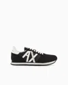 Armani Exchange Sneakers In Eco-suede, Mesh And Nylon In Black