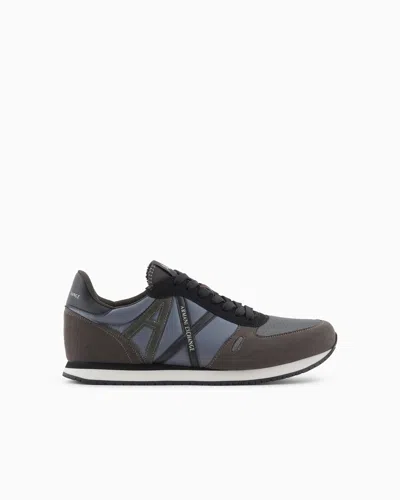 Armani Exchange Sneakers In Eco-suede, Mesh And Nylon In Green