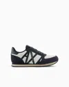 Armani Exchange Sneakers In Eco-suede, Mesh And Nylon In Navy_blue