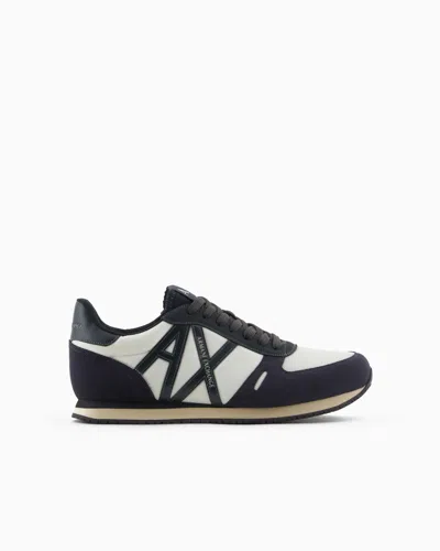 Armani Exchange Trainers In Eco-suede, Mesh And Nylon In Navy_blue