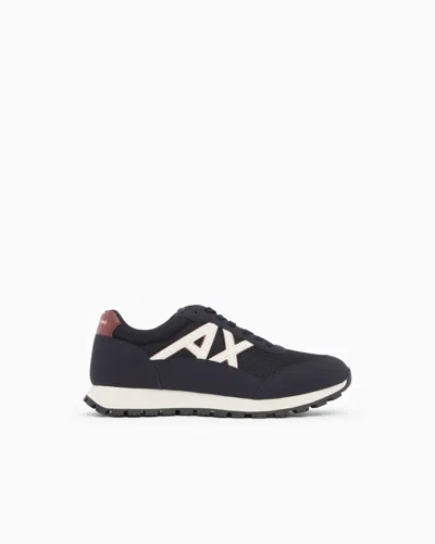 Armani Exchange Sneakers In Mesh And Microsuede In Black