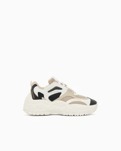 Armani Exchange Sneakers In Mesh And Microsuede In White