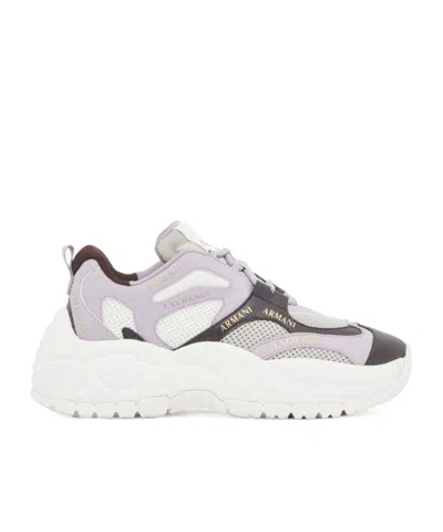 Armani Exchange Sneakers In Mesh And Microsuede In Multi