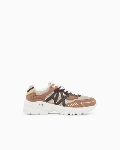 Armani Exchange Sneakers In Mesh And Nylon With Rubber Sole In Multi
